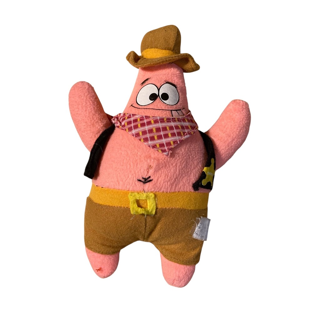SpongeBob SquarePants Patrick Star Cowboy Plush Toy 9 Inch Pink Nickelodeon